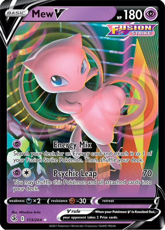Mew V 113/264 SWSH Fusion Strike Ultra Rare Pokemon Card TCG Near Mint