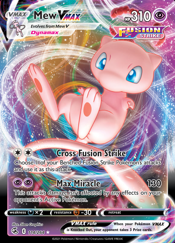 Mew VMAX 114/264 SWSH Fusion Strike Ultra Rare Pokemon Card TCG Near Mint
