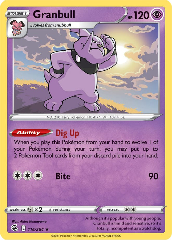 Granbull 116/264 SWSH Fusion Strike Rare Pokemon Card TCG Near Mint