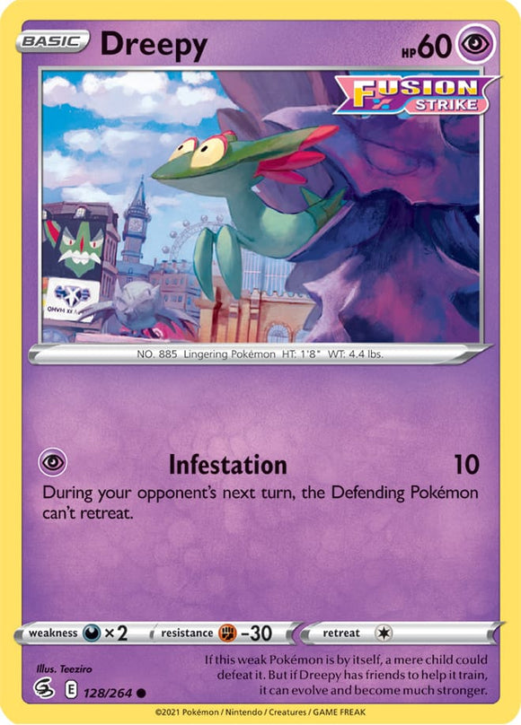 Dreepy 128/264 SWSH Fusion Strike Common Pokemon Card TCG Near Mint