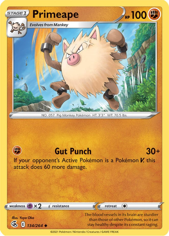 Primeape 134/264 SWSH Fusion Strike Uncommon Pokemon Card TCG Near Mint