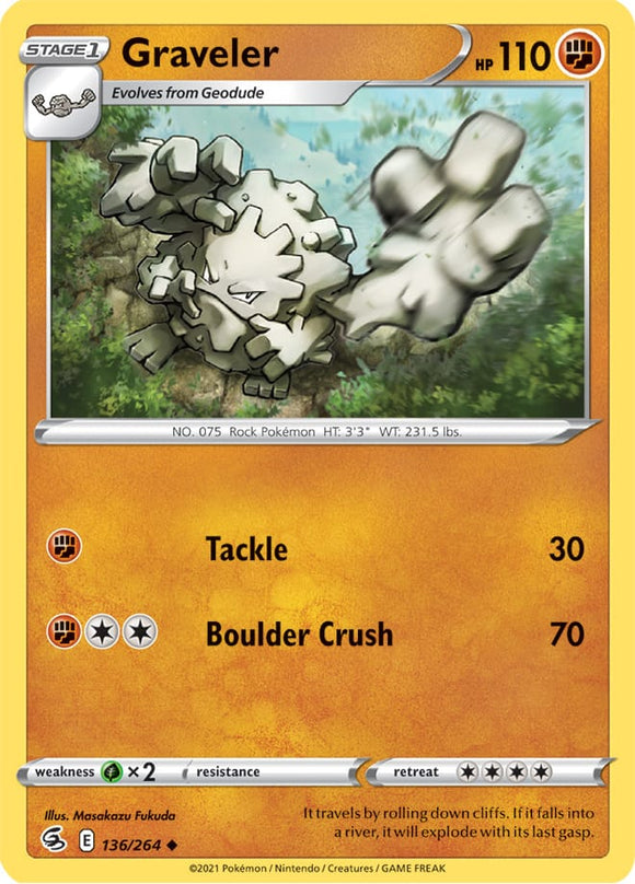 Graveler 136/264 SWSH Fusion Strike Uncommon Pokemon Card TCG Near Mint