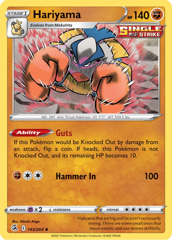 Hariyama 143/264 SWSH Fusion Strike Uncommon Pokemon Card TCG Near Mint