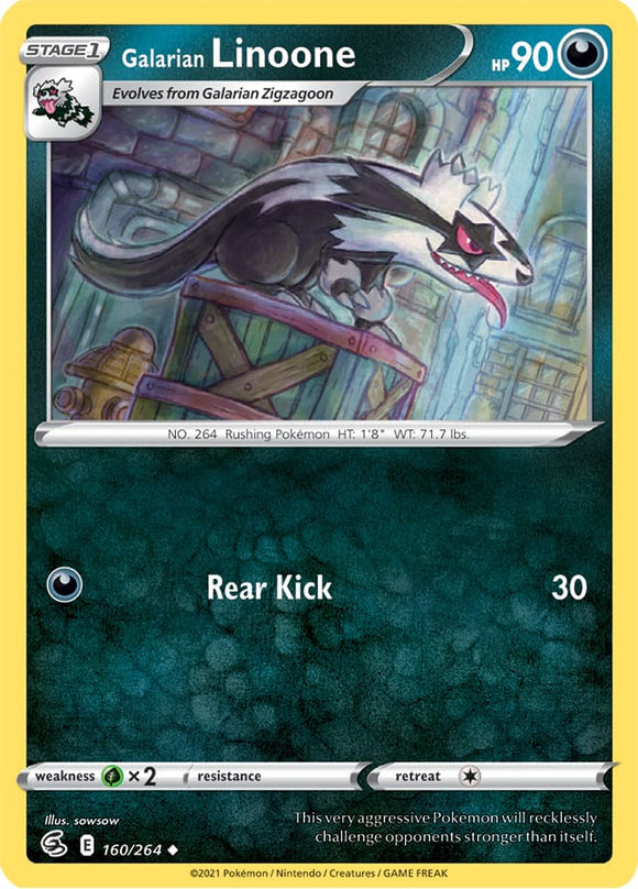 Galarian Linoone 160/264 SWSH Fusion Strike Uncommon Pokemon Card TCG Near Mint