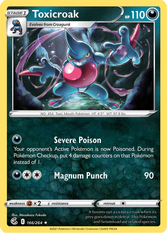 Toxicroak 166/264 SWSH Fusion Strike Rare Pokemon Card TCG Near Mint