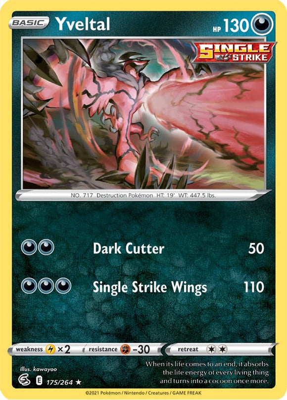 Yveltal 175/264 SWSH Fusion Strike Rare Pokemon Card TCG Near Mint