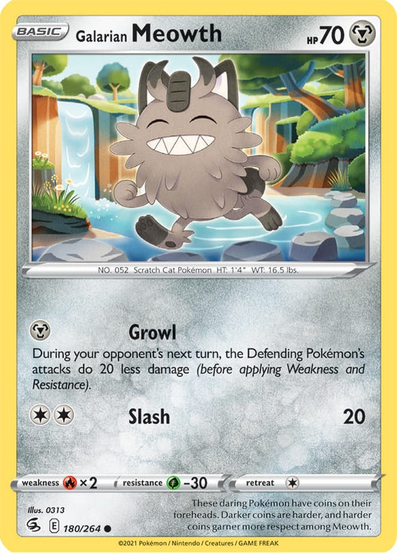Galarian Meowth 180/264 SWSH Fusion Strike Common Pokemon Card TCG Near Mint