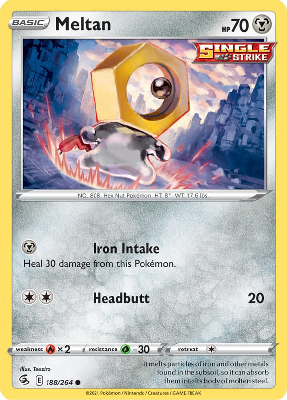 Meltan 188/264 SWSH Fusion Strike Common Pokemon Card TCG Near Mint