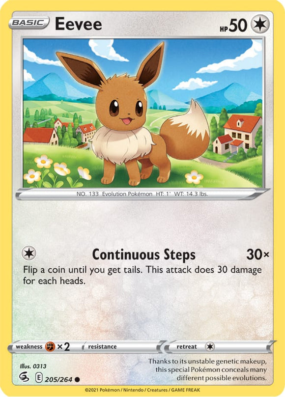 Eevee 205/264 SWSH Fusion Strike Common Pokemon Card TCG Near Mint