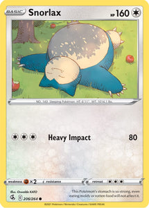 Snorlax 206/264 SWSH Fusion Strike Common Pokemon Card TCG Near Mint