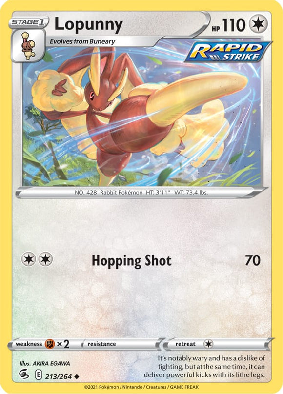 Lopunny 213/264 SWSH Fusion Strike Uncommon Pokemon Card TCG Near Mint