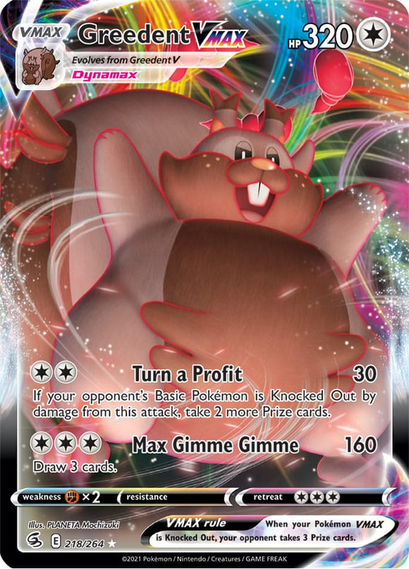 Greedent VMAX 218/264 SWSH Fusion Strike Ultra Rare Pokemon Card TCG Near Mint
