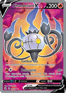 Chandelure V 247/264 SWSH Fusion Strike Full Art Holo Ultra Rare Pokemon Card TCG Near Mint