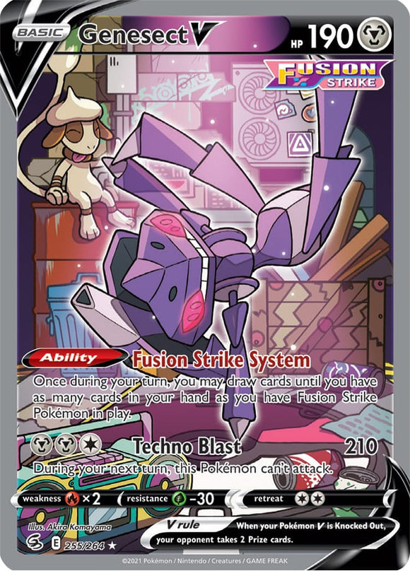 Genesect V 255/264 SWSH Fusion Strike Full Art Holo Ultra Rare Pokemon Card TCG Near Mint
