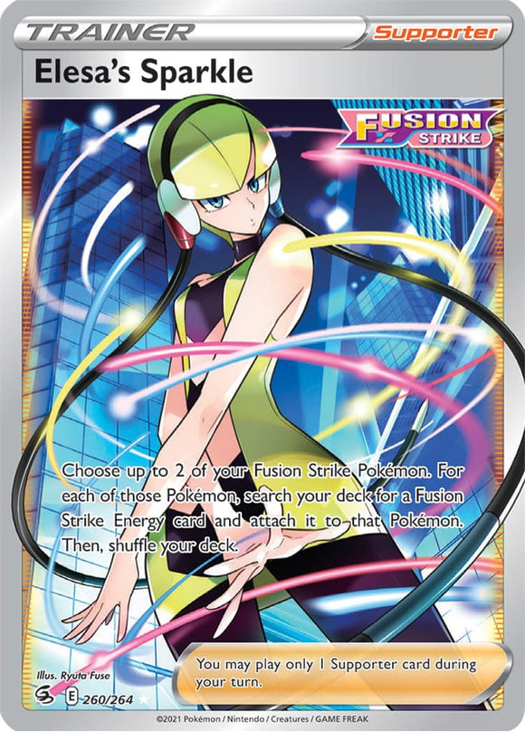 Elesa's Sparkle 260/264 SWSH Fusion Strike Full Art Holo Ultra Rare Pokemon Card TCG Near Mint