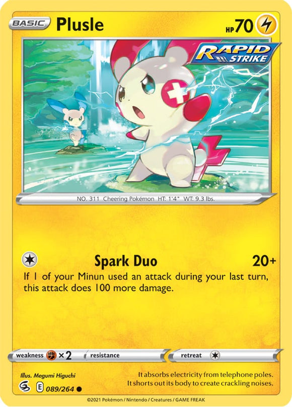 Plusle 89/264 SWSH Fusion Strike Common Pokemon Card TCG Near Mint