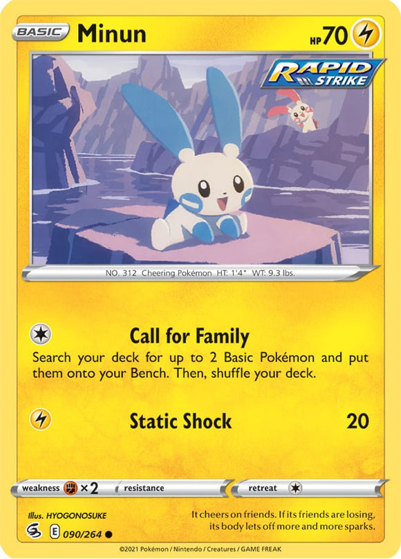 Minun 90/264 SWSH Fusion Strike Common Pokemon Card TCG Near Mint