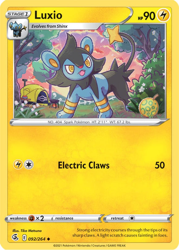 Luxio 92/264 SWSH Fusion Strike Uncommon Pokemon Card TCG Near Mint