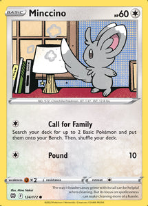 Minccino 124/172 SWSH Brilliant Stars Common Pokemon Card TCG Near Mint