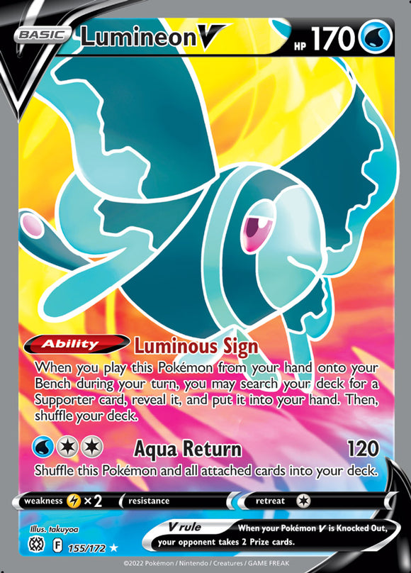 Lumineon V 155/172 SWSH Brilliant Stars Full Art Holo Ultra Rare Pokemon Card TCG Near Mint