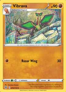Vibrava 75/172 SWSH Brilliant Stars Uncommon Pokemon Card TCG Near Mint