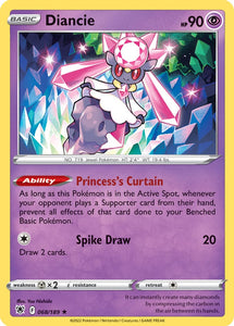 Diancie 68/189 SWSH Astral Radiance Holo Rare Pokemon Card TCG Near Mint