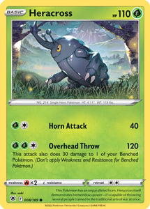 Heracross 8/189 SWSH Astral Radiance Common Pokemon Card TCG Near Mint