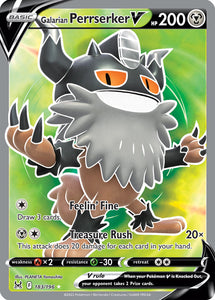 Galarian Perrserker V 183/196 SWSH Lost Origin Full Art Holo Ultra Rare Pokemon Card TCG Near Mint