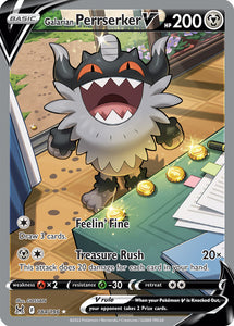 Galarian Perrserker V 184/196 SWSH Lost Origin Full Art Holo Ultra Rare Pokemon Card TCG Near Mint