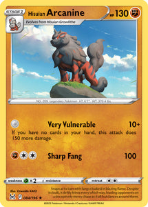 Hisuian Arcanine 84/196 SWSH Lost Origin Holo Rare Pokemon Card TCG Near Mint