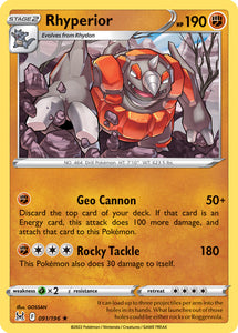 Rhyperior 91/196 SWSH Lost Origin Rare Pokemon Card TCG Near Mint