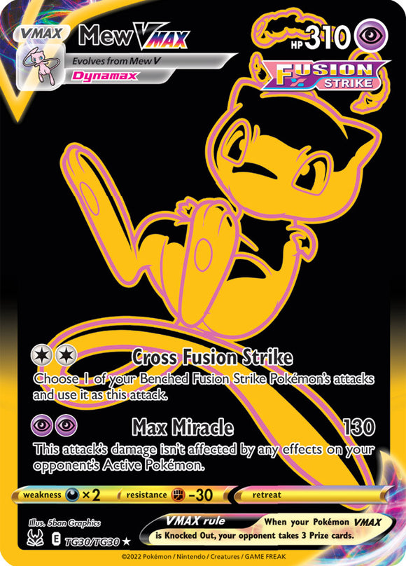 Mew VMAX TG30/TG30 SWSH Lost Origin Trainer Gallery Full Art Holo Pokemon Card TCG Near Mint