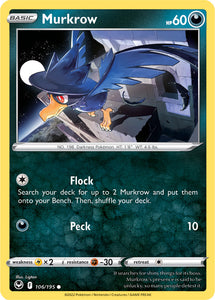 Murkrow 106/195 SWSH Silver Tempest Common Pokemon Card TCG Near Mint