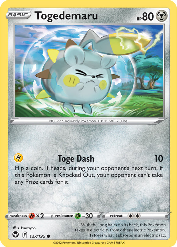 Togedemaru 127/195 SWSH Silver Tempest Common Pokemon Card TCG Near Mint