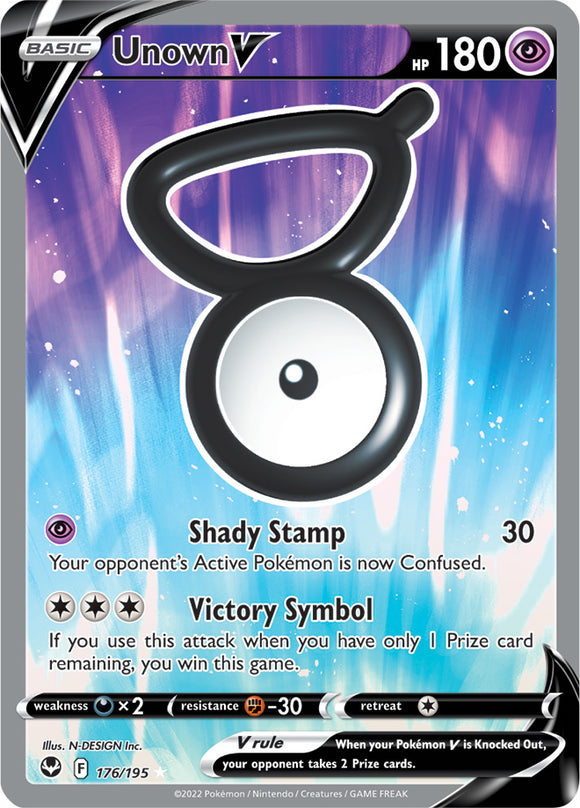 Unown V 176/195 SWSH Silver Tempest Full Art Holo Ultra Rare Pokemon Card TCG Near Mint
