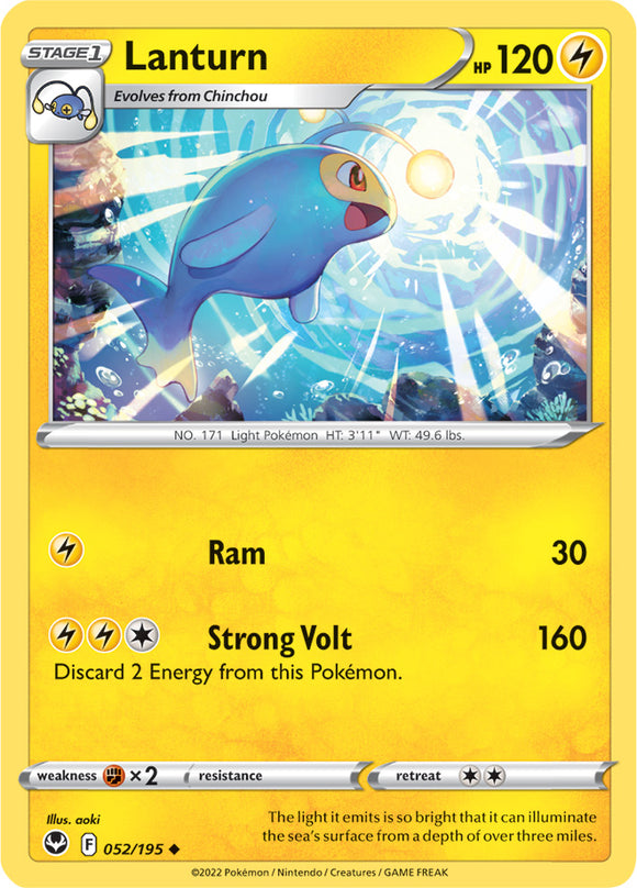 Lanturn 052/195 SWSH Silver Tempest Uncommon Pokemon Card TCG Near Mint