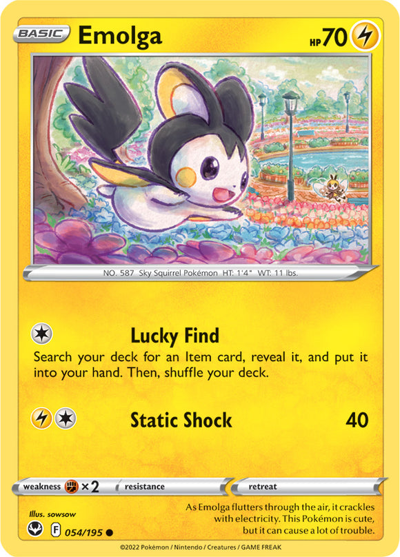 Emolga 054/195 SWSH Silver Tempest Common Pokemon Card TCG Near Mint