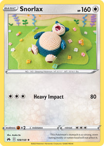 Snorlax 109/159 SWSH Crown Zenith Rare Pokemon Card TCG Near Mint