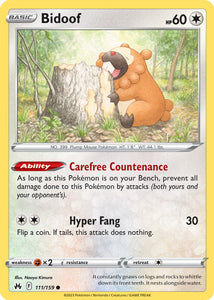 Bidoof 111/159 SWSH Crown Zenith Common Pokemon Card TCG Near Mint