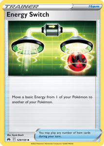 Energy Switch 129/159 SWSH Crown Zenith Uncommon Trainer Pokemon Card TCG Near Mint