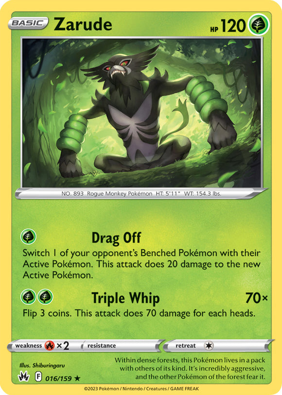 Zarude 016/159 SWSH Crown Zenith Holo Rare Pokemon Card TCG Kawaii Collector Zarude 016/159 SWSH Crown Zenith Holo Rare Pokemon Card TCG Kawaii Collector