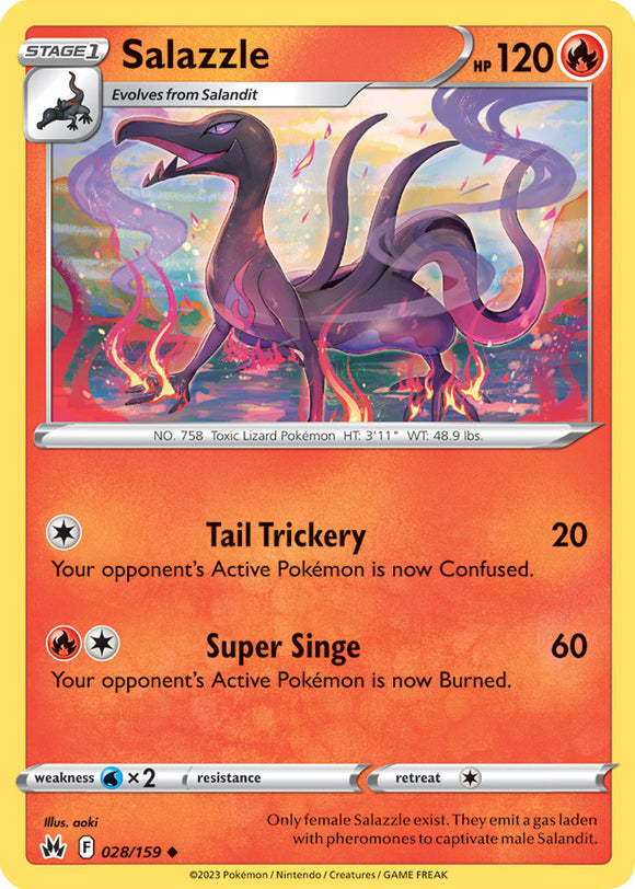 Salazzle 028/159 SWSH Crown Zenith Uncommon Pokemon Card TCG Near Mint