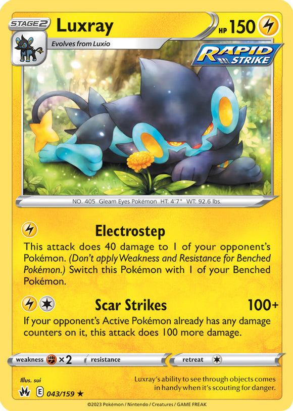 Luxray 043/159 SWSH Crown Zenith Rare Pokemon Card TCG Near Mint