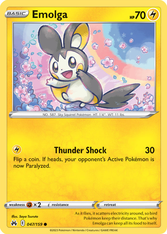 Emolga 047/159 SWSH Crown Zenith Common Pokemon Card TCG Near Mint