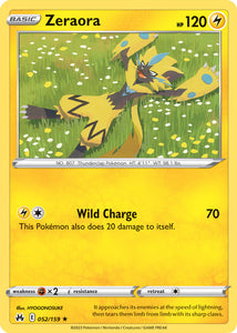 Zeraora 052/159 SWSH Crown Zenith Rare Pokemon Card TCG Near Mint