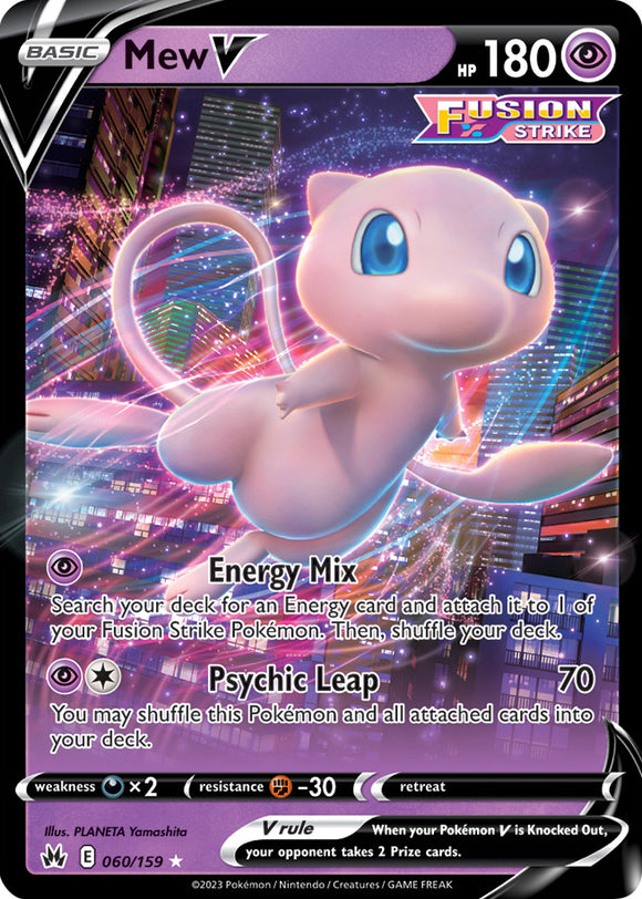 Mew V 060/159 SWSH Crown Zenith Ultra Rare Pokemon Card TCG Near Mint