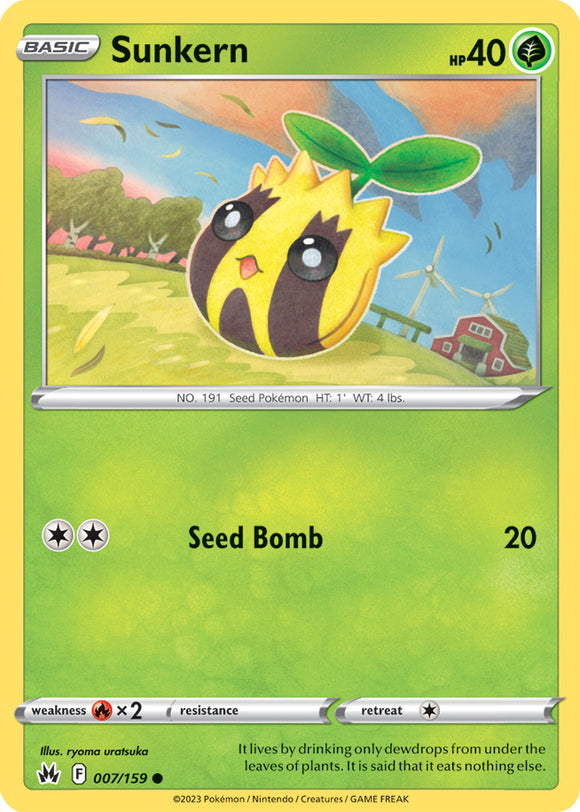 Sunkern 007/159 SWSH Crown Zenith Common Pokemon Card TCG Near Mint