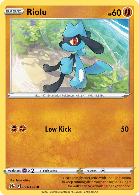 Riolu 071/159 SWSH Crown Zenith Common Pokemon Card TCG Near Mint