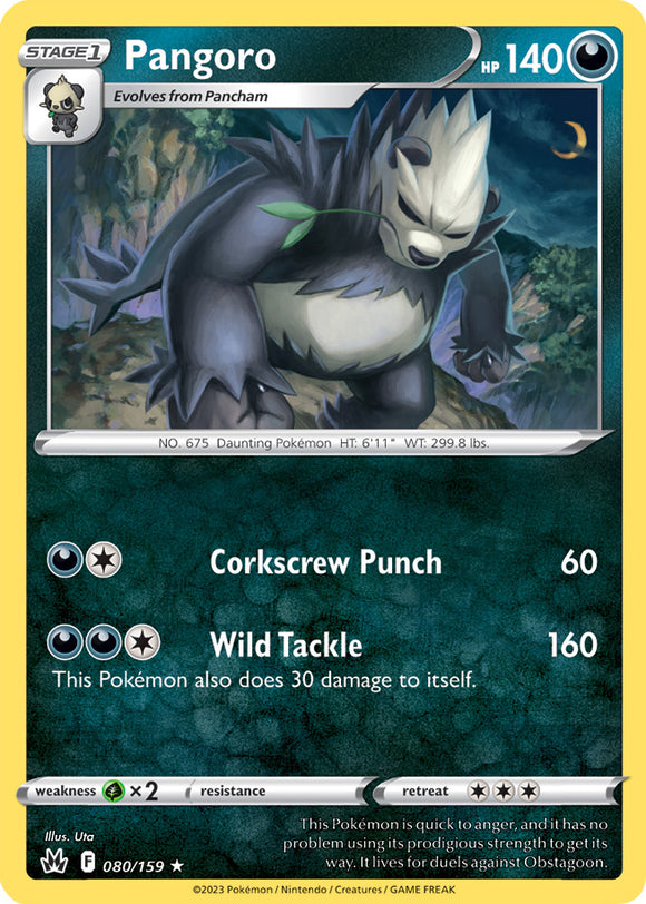 Pangoro 080/159 SWSH Crown Zenith Rare Pokemon Card TCG Near Mint