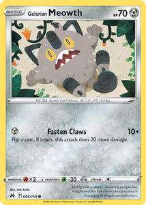 Galarian Meowth 084/159 SWSH Crown Zenith Common Pokemon Card TCG Near Mint